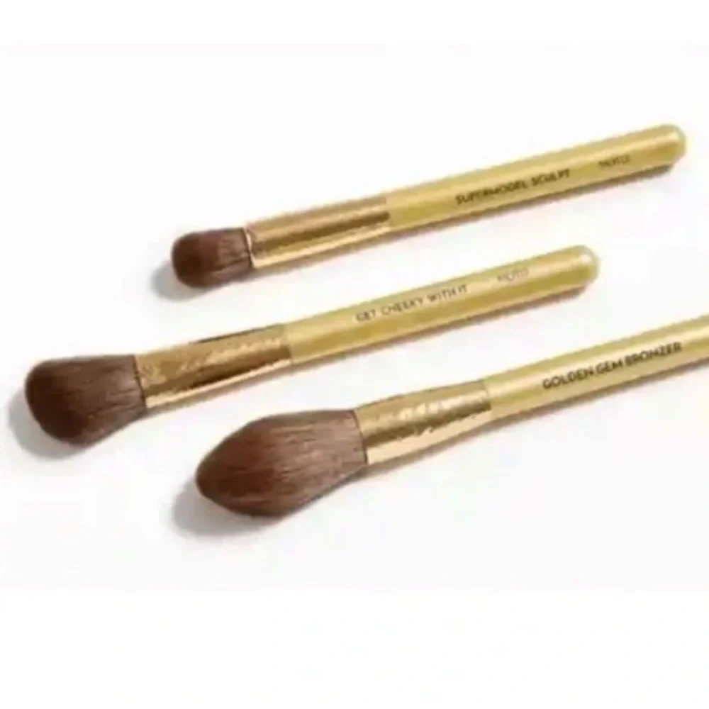 💎 MOTD Gold Goddess 3 Piece Makeup Brush Set New In Package